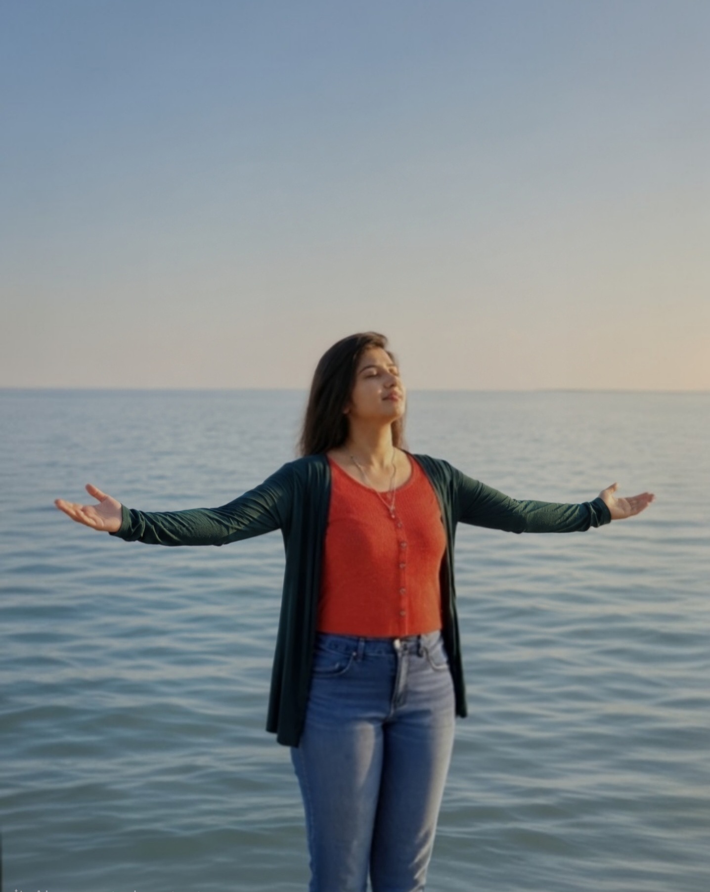 A woman experiencing deep inner peace and emotional freedom through healing work
